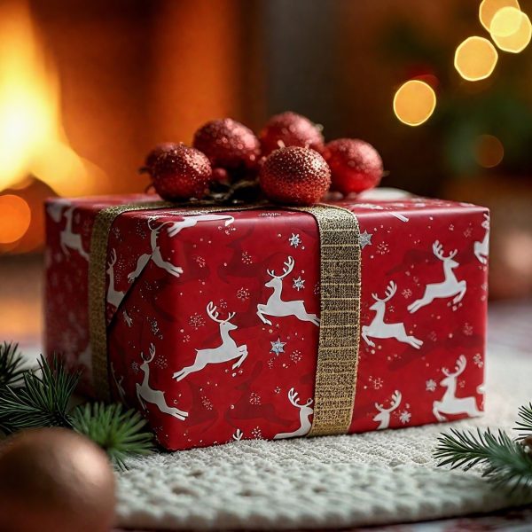 MotiGiftie Christmas Wrapping Paper- Folded 8 Sheets, 28 * 20 Inches- Woodland Winter Wonderland, Plaid, Reindeer, Red Truck with Xmas Trees Designs, Gift Wrap Paper Perfect for Kids Adults - 图片 10